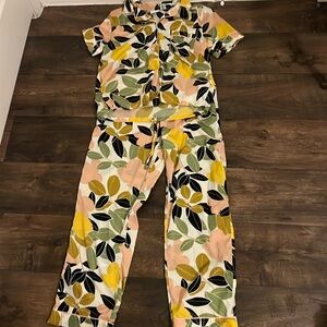 Long satin feel pajamas